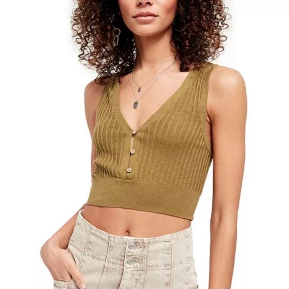 Intimately By Free People Saturday Morning Crop Top - Olive - Size XS